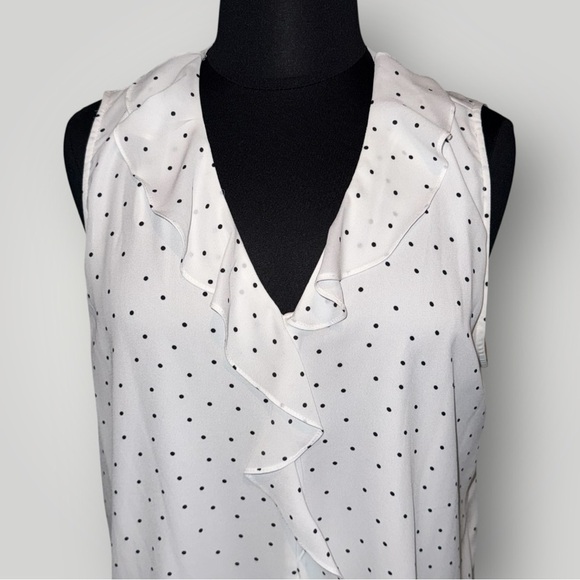 VINCE CAMUTO V-Neck Ruffled Collar Georgette Blouse - XXL White - Picture 2 of 14